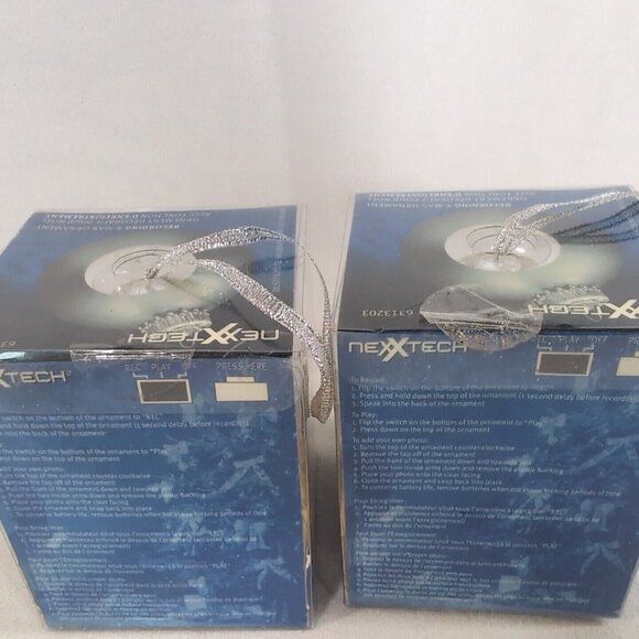 Nexxtech 2 Recording X-Mas Ornament 12 Second Voice Recording 6313203 NEW Silver - Picture 5 of 7
